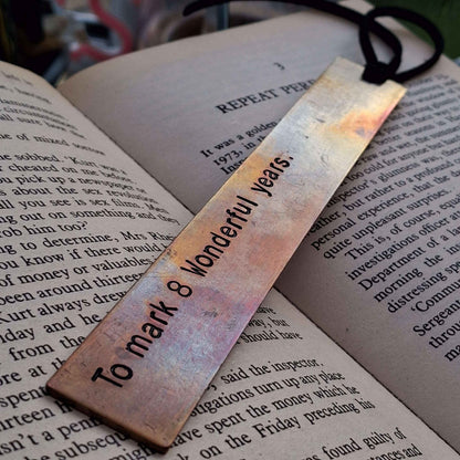 Bronze Bookmark Personalised 8th Wedding Anniversary Gift Hand Stamped8th Anniversary Gift Traditional 8 Years Handmade