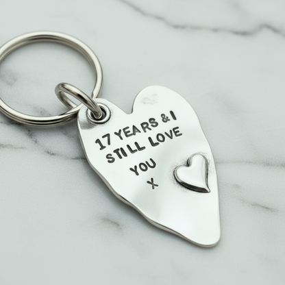 17th Anniversary Gift 17 Years Love You Keychain