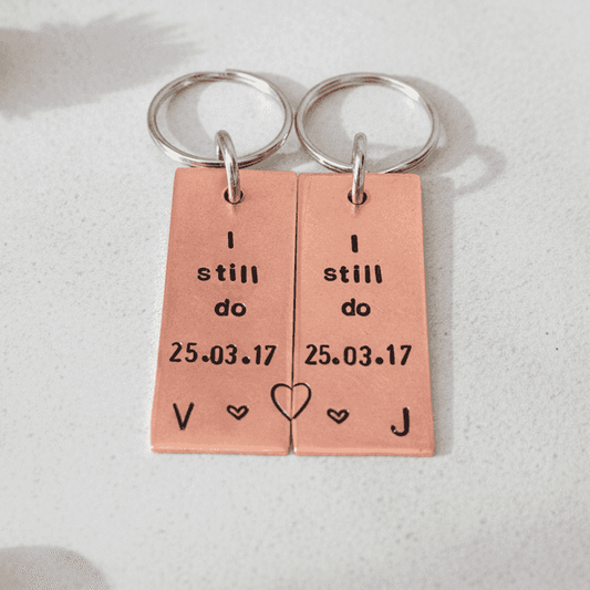 Anniversary Keychain Personalised Pair Of I Still Do Copper 7th Set