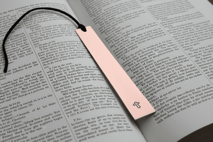 Copper Bookmark Personalised Bible Marker Cross Gift Hand Stamped Baptism Gift