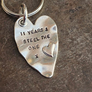 11 Years And Steel The One Heart Keyring 11th Wedding Anniversary Gifts Keychain