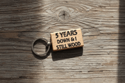 5 Years Down & I Still Wood Funny 5th Anniversary Gift Keychain