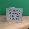 Personalised 50th Birthday Card Metal Handstamped Funny Gifts For Him Her Legend