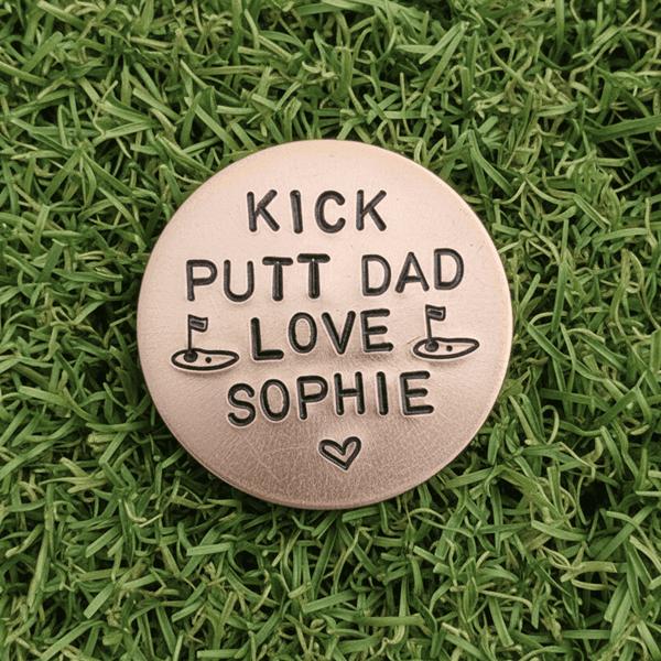 Personalised Fathers Day GOLF Ball Marker Gifts For Dad Copper