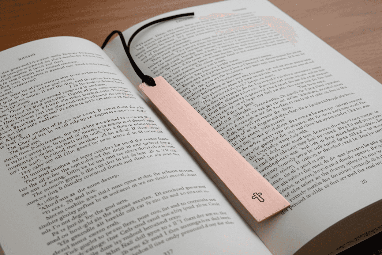 Copper Bookmark Personalised Bible Marker Cross Gift Hand Stamped Baptism Gift