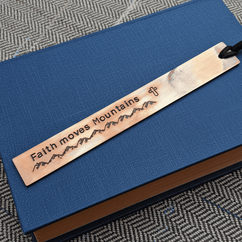 Faith Moves Mountains Bronze Bookmark Personalised Adult Baptism Gift