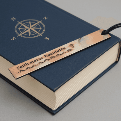 Faith Moves Mountains Bronze Bookmark Personalised Adult Baptism Gift