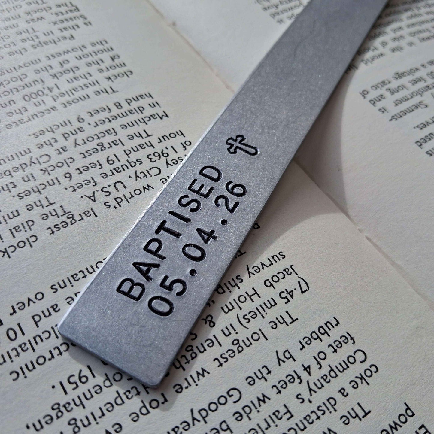 Baptism Gift Metal Bookmark Personalised Baptised