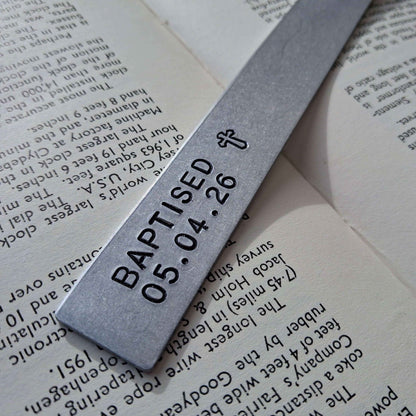 Baptism Gift Metal Bookmark Personalised Baptised