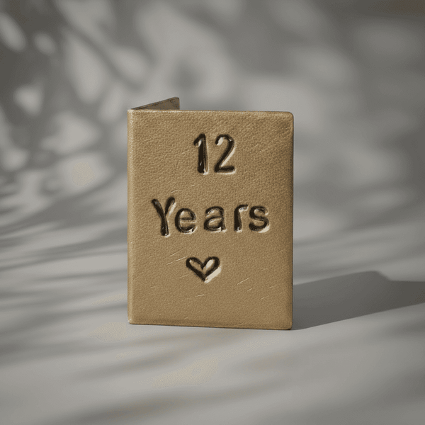 12 Years Hand Stamped Copper Anniversary Card 12th Anniversary Gifts