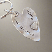 Happy TIN Years Keychain Love Heart Personalised 10th Anniversary Keyring Husband Wife