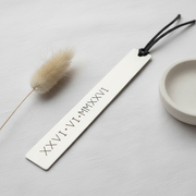 Customised Bookmark Roman Numerals Silver Metal Personalised Anniversary Gift