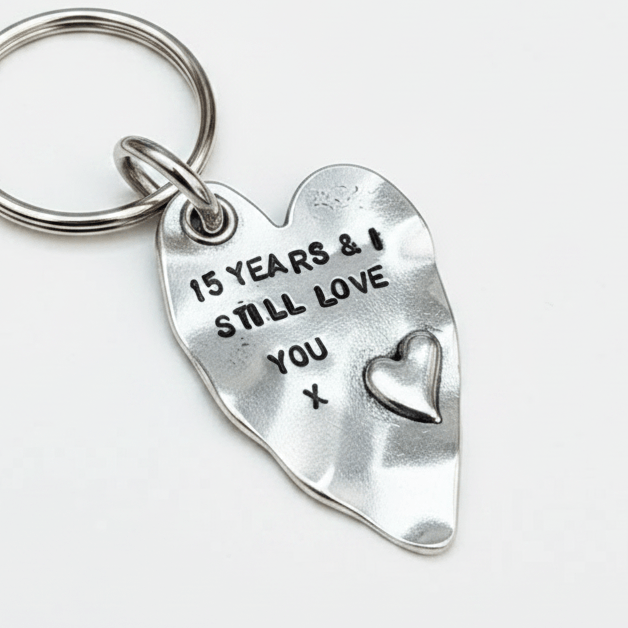 15th Anniversary 15 Years Gifts Love You Keychain