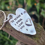 11 Years And I Steel Love You Heart Keyring 11th Wedding Anniversary Gifts Keychain