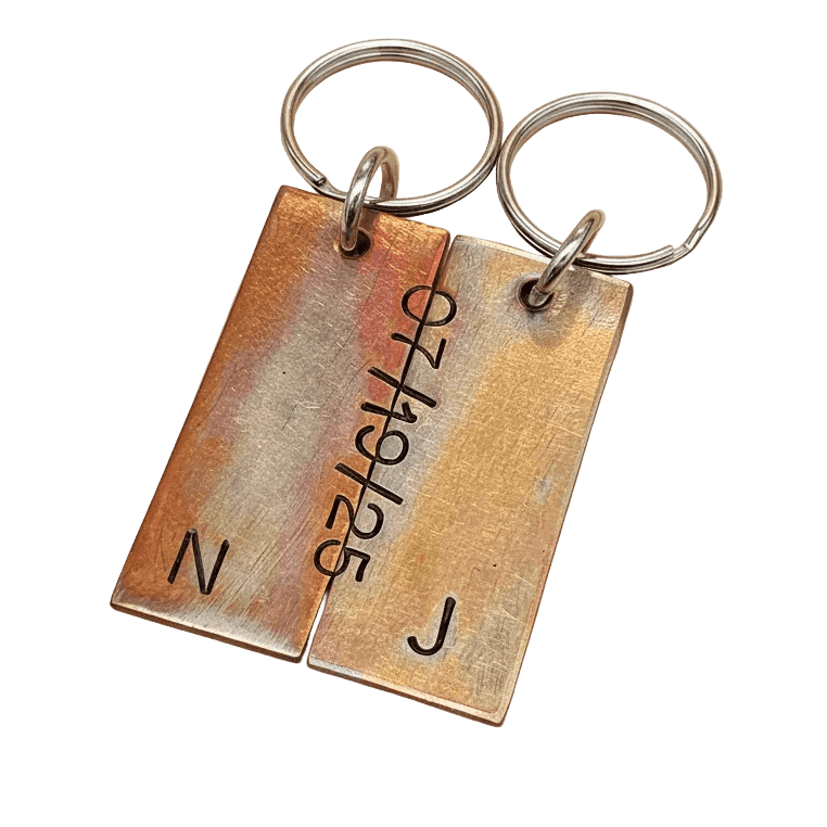 Bronze Anniversary Gift Husband Wife Keychain Keyring Set Personalised