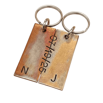 Bronze Anniversary Gift Husband Wife Keychain Keyring Set Personalised