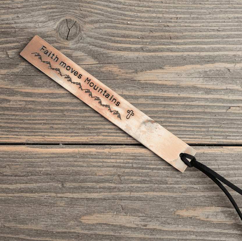 Faith Moves Mountains Bronze Bookmark Personalised Adult Baptism Gift