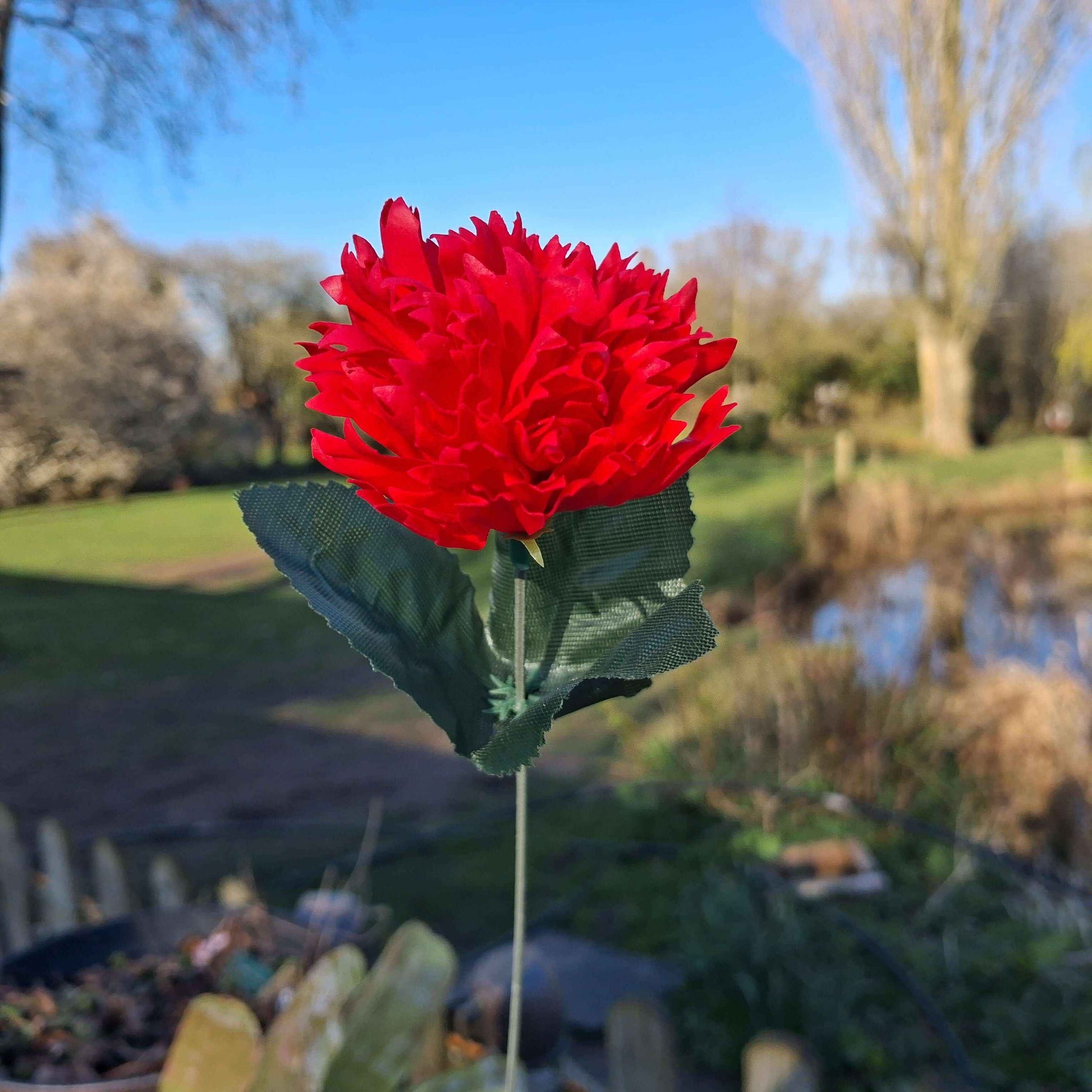 Forever Flower Red Carnation Faux Single 28cm