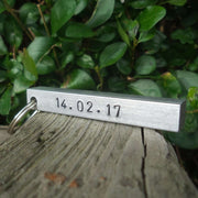Special Day PERSONALISED DATE Silver BAR Keyring Keepsake Gifts Anniversary Memorial Keychain Baptism Birth