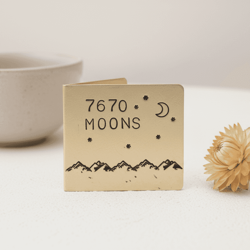 21st Anniversary Gift 7670 Moons 21 Years Personalised Brass Card