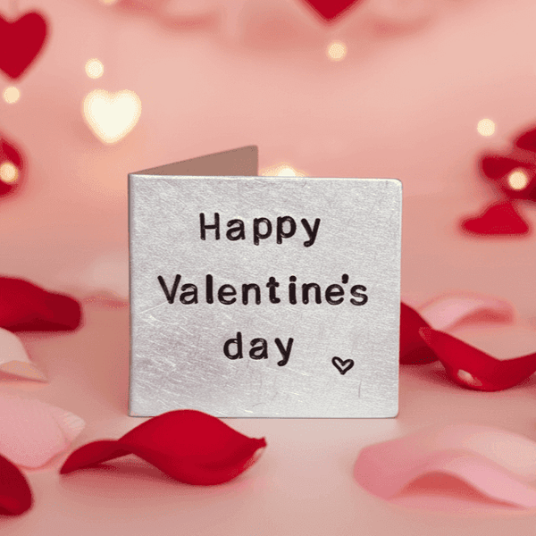 Our 1st Valentines Day Card Cute Personalised Metal Greetings Card Boyfriend Girlfriend