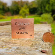 Forever And Always Hand Stamped  Anniversary Card Wedding Anniversary Gifts Copper Traditional