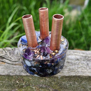Midnight Mini Cloudbuster 3 Pipe Orgonite Lapis Lazuli Amethyst Moonstone Chemtrails 5g EMF Orgone