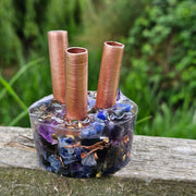 Midnight Mini Cloudbuster 3 Pipe Orgonite Lapis Lazuli Amethyst Moonstone Chemtrails 5g EMF Orgone