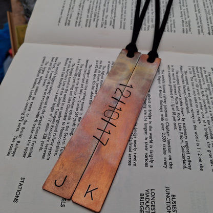 Bronze Anniversary Bookmark Pair Personalised Set