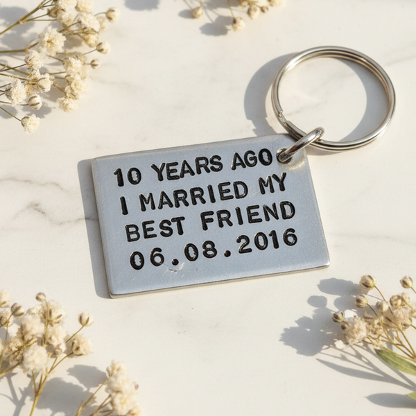 10 Years Ago I Married My Best Friend Keychain 10th Anniversary