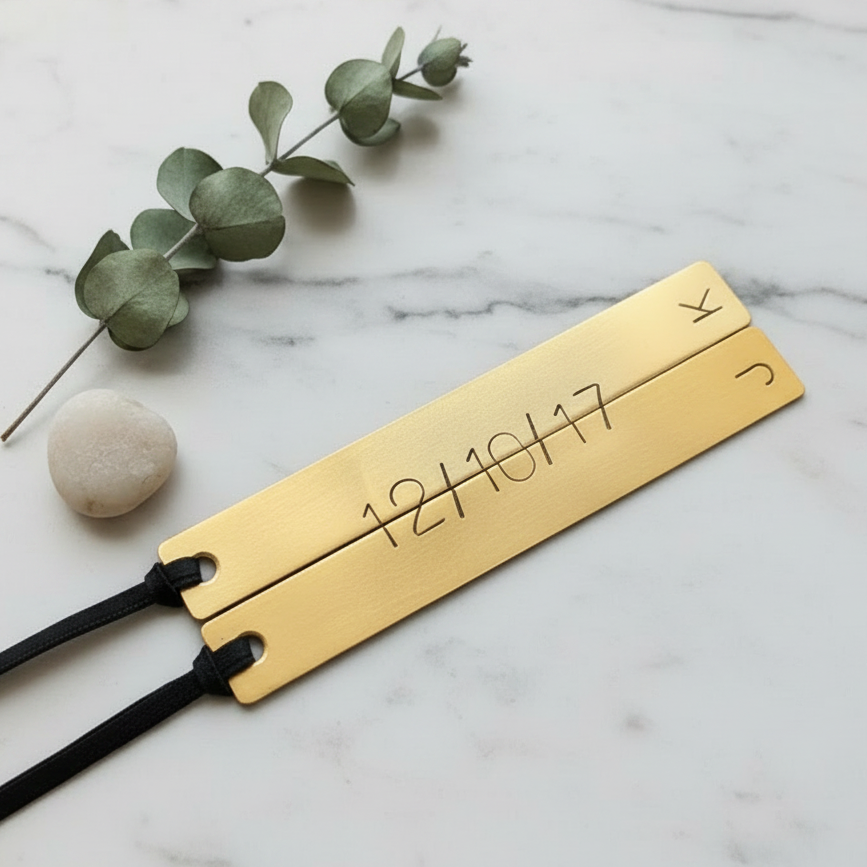 Brass Anniversary Bookmark Pair Personalised Set Of 2 Book Marks