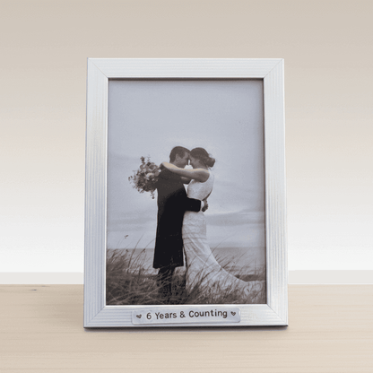 6 Years And Counting Photo Frame Picture Frame Boyfriend 6th Anniversary Gifts Silver Handmade