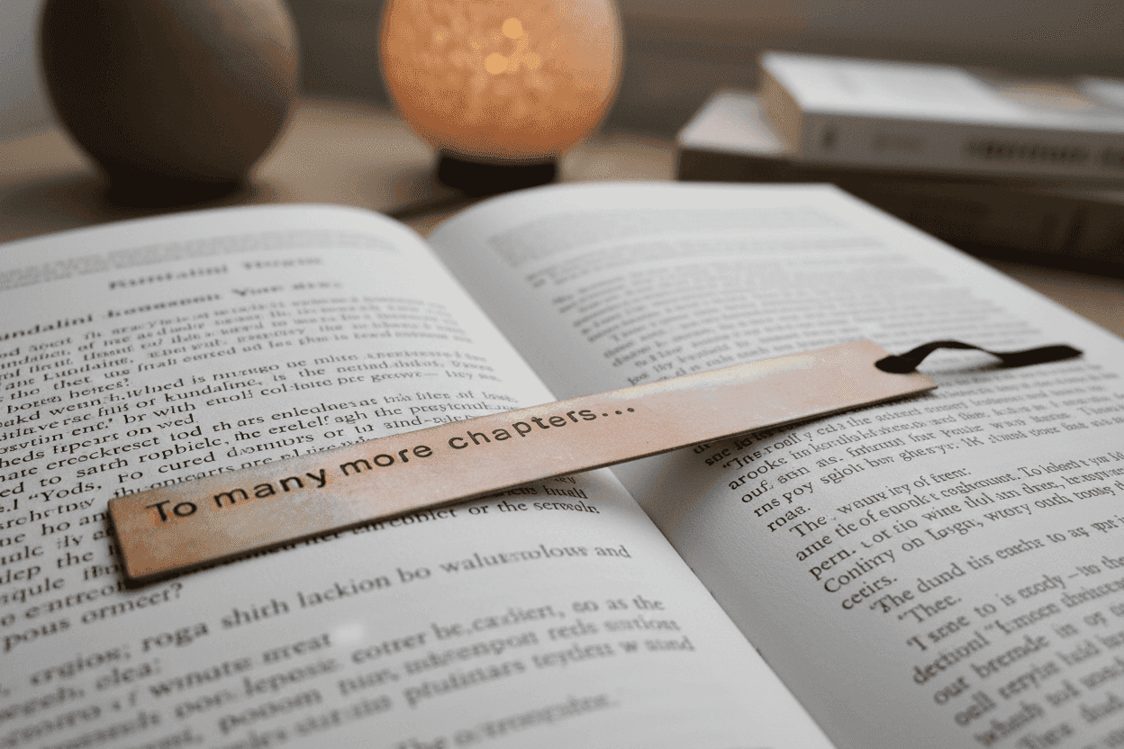 Bronze Bookmark To Many More Chapters Personalised Gift Hand Stamped