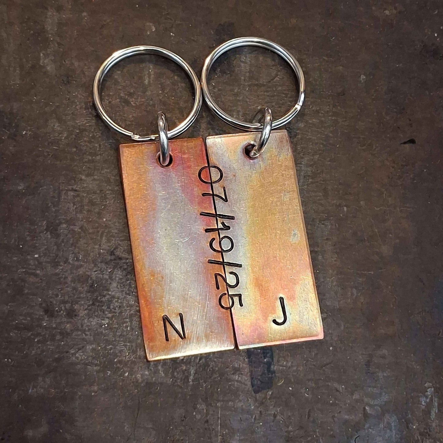 Bronze Anniversary Gift Husband Wife Keychain Keyring Set Personalised