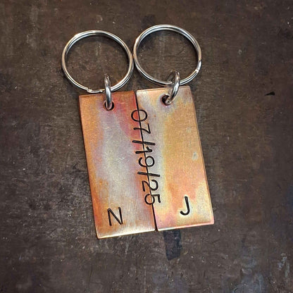 Bronze Anniversary Gift Husband Wife Keychain Keyring Set Personalised