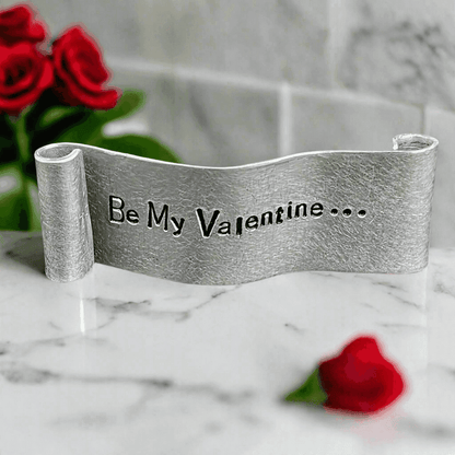 Be My Valentine Scroll Handmade Metal Ornament Personalised Valentines Day Gift