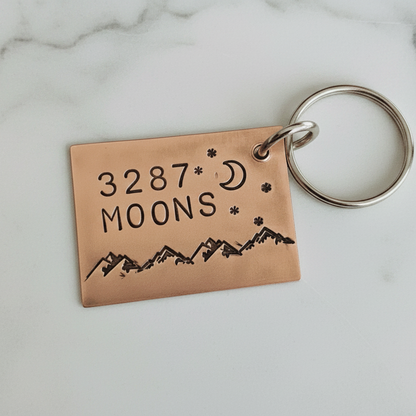 9th Anniversary Keychain 3287 Moons 9 Years Personalised Copper