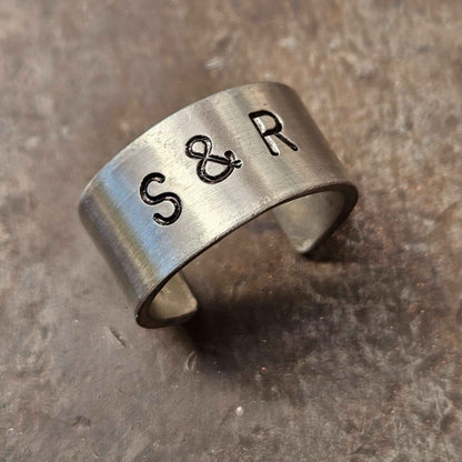 Personalised Ring Pewter Jewellery Girlfriend Boyfriend Unisex Anniversary Gift