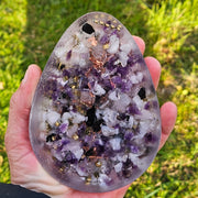 Wall Hanging Orgonite Egg Ovo Shield 5g Cloudbuster EMF Amethyst Selenite Shungite