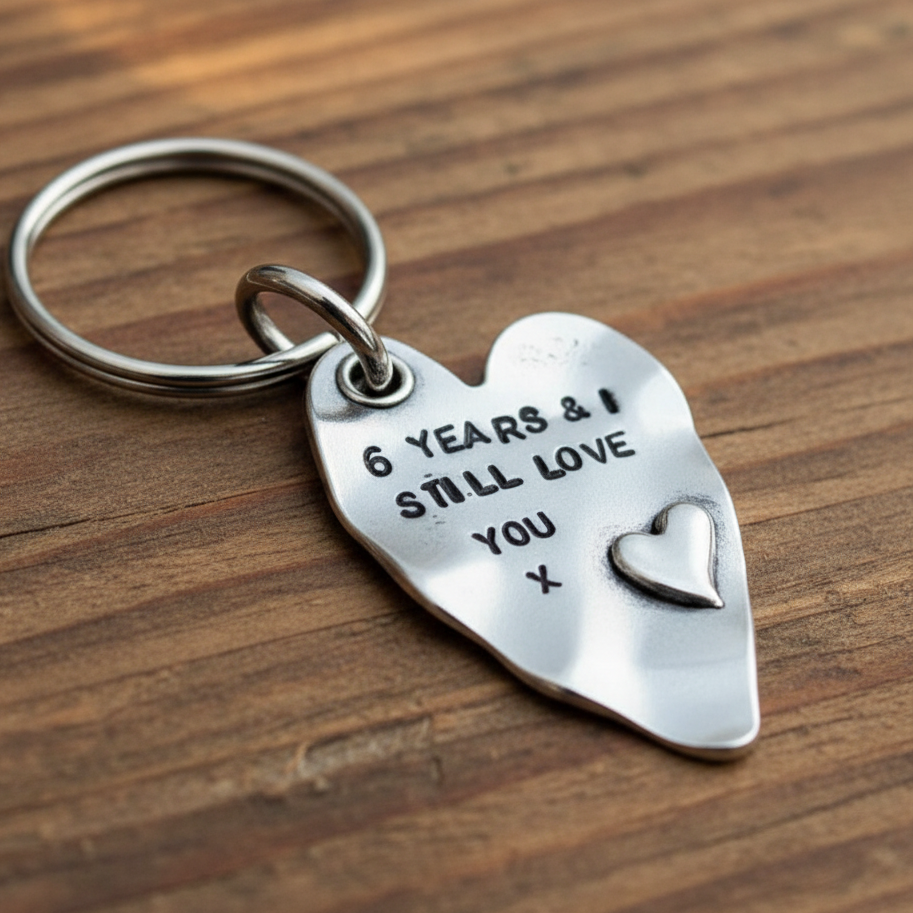 6 Years Gift Keyring 6th Iron Anniversary Love Heart