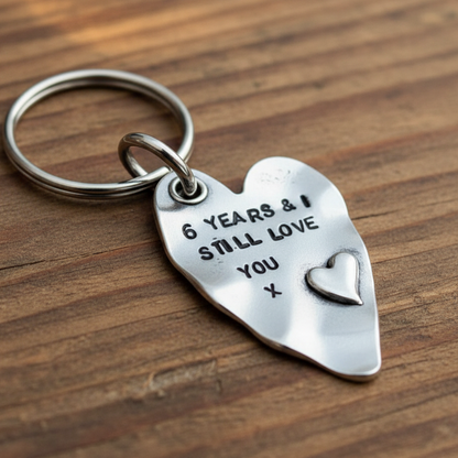 6 Years Gift Keyring 6th Iron Anniversary Love Heart