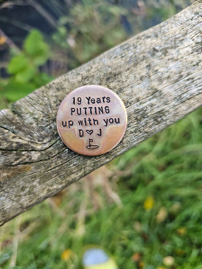 19 Years Putting Up With You Funny Wedding 19th AnniversaryGolf Ball Marker