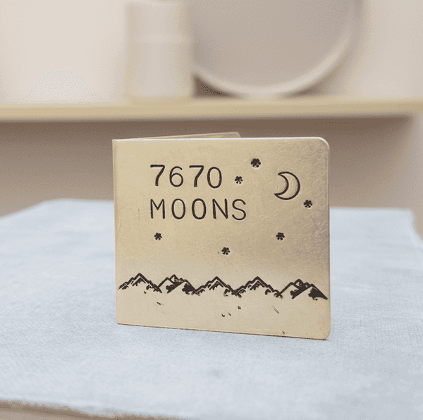 21st Anniversary Gift 7670 Moons 21 Years Personalised Brass Card