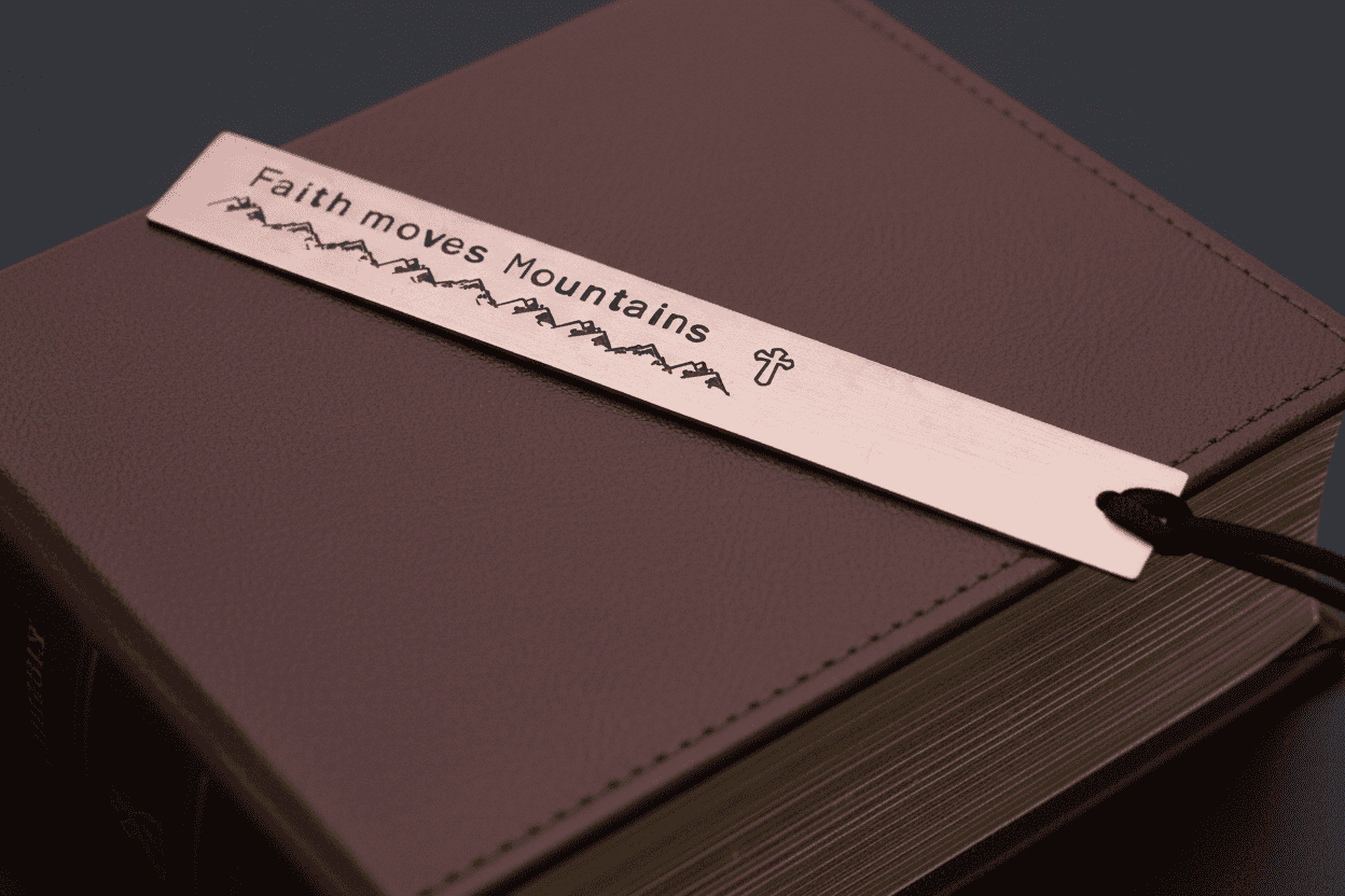 Faith Moves Mountains Copper Bookmark Personalised Adult Baptism Gift