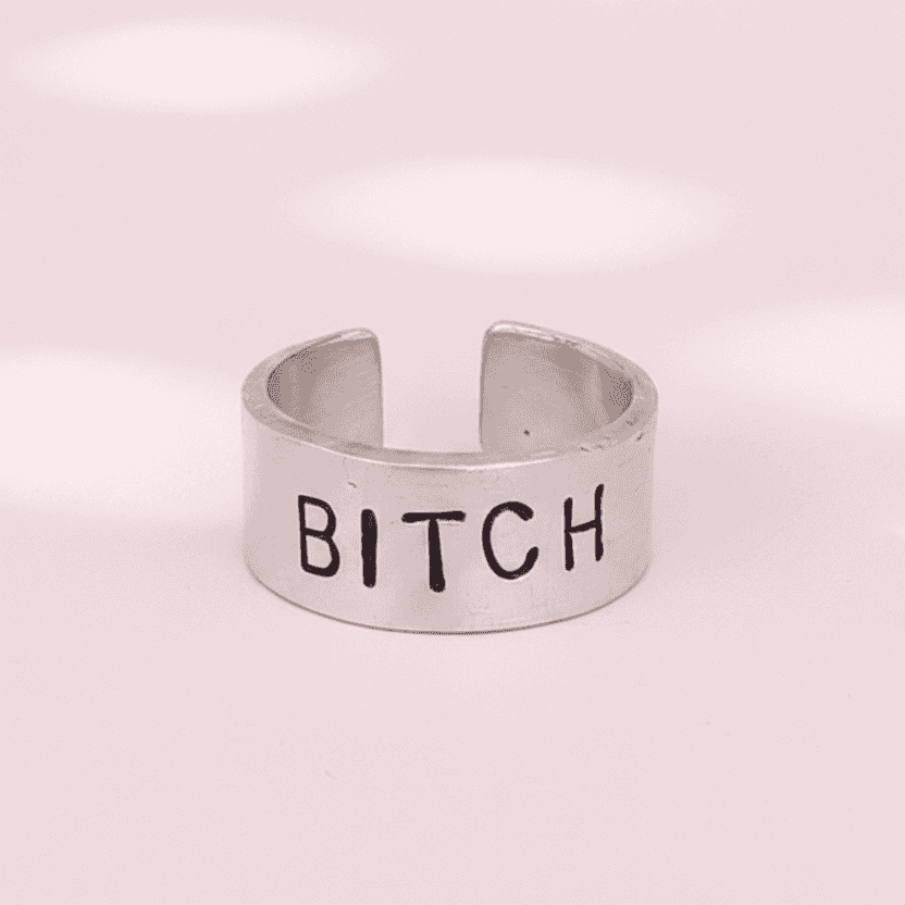 Bitch Ring Pewter Alternative Offensive Jewellery