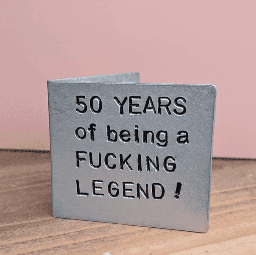 50th Birthday Card Metal Funny Gifts For Him Her Legend