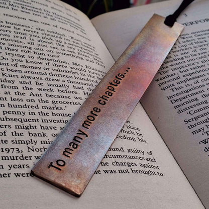 Bronze Bookmark To Many More Chapters Personalised Gift Hand Stamped