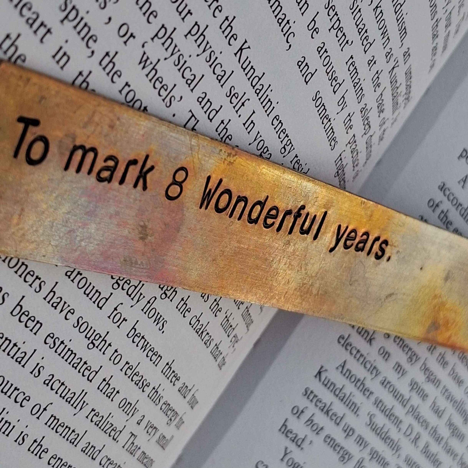 Bronze Bookmark Personalised 8th Wedding Anniversary Gift Hand Stamped8th Anniversary Gift Traditional 8 Years Handmade