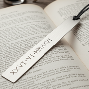 Customised Bookmark Roman Numerals Silver Metal Personalised Anniversary Gift