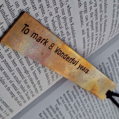 Bronze Bookmark Personalised 8th Wedding Anniversary Gift Hand Stamped 8th Anniversary GiftTraditional 8 Years Handmade